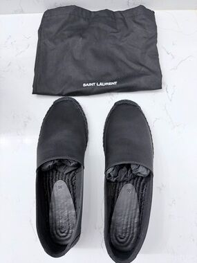 Saint Laurent Black Canvas Slip-On Espadrilles with Dust Bag